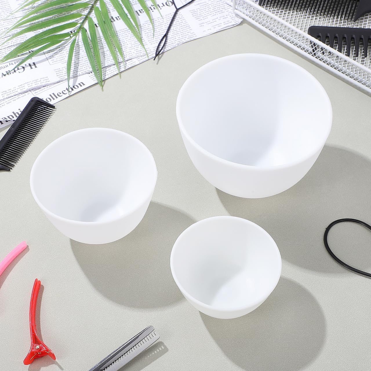 Face Mask Silicone - ชุดชามซิลิโคนสีขาว 3 ชิ้น/ชุด สำหรับผสมมาส์กหน้า มาส์กโคลน DIY